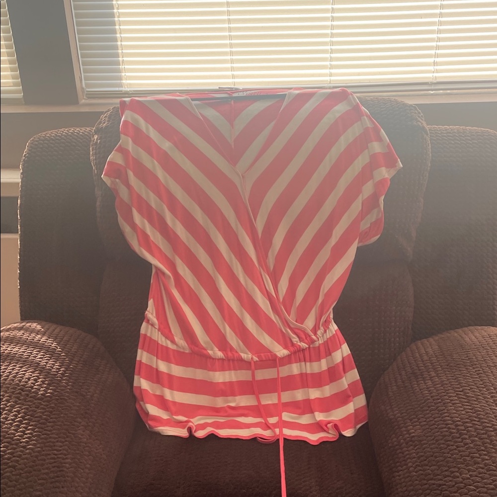 Jessica London Pink and White Striped Tunic